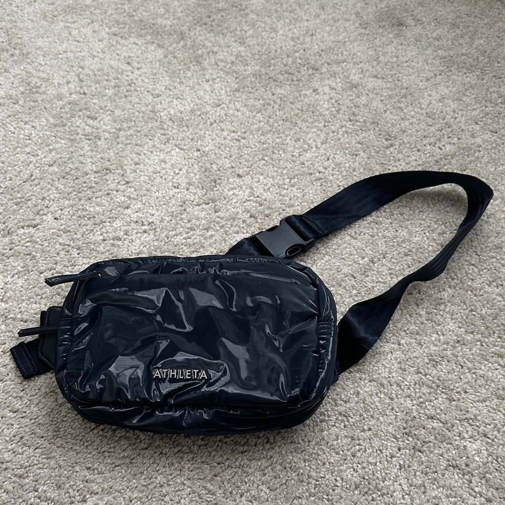 Athleta Shiny Navy Belt Bag